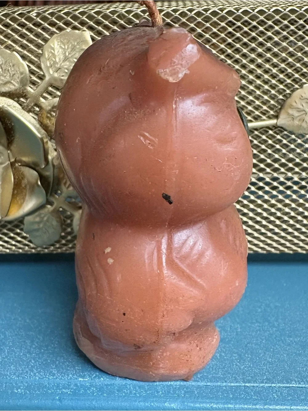 Vintage 70’s Brown Owl Candle with Green Eyes